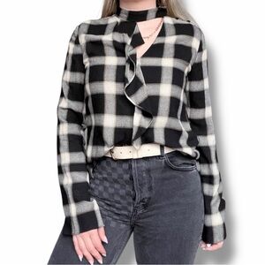 Derek lam 10 Crosby Plaid Cascade Blouse Size 6